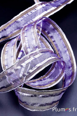 Nastro raso - larghezza 40 mm -  viola-marrone-argento 